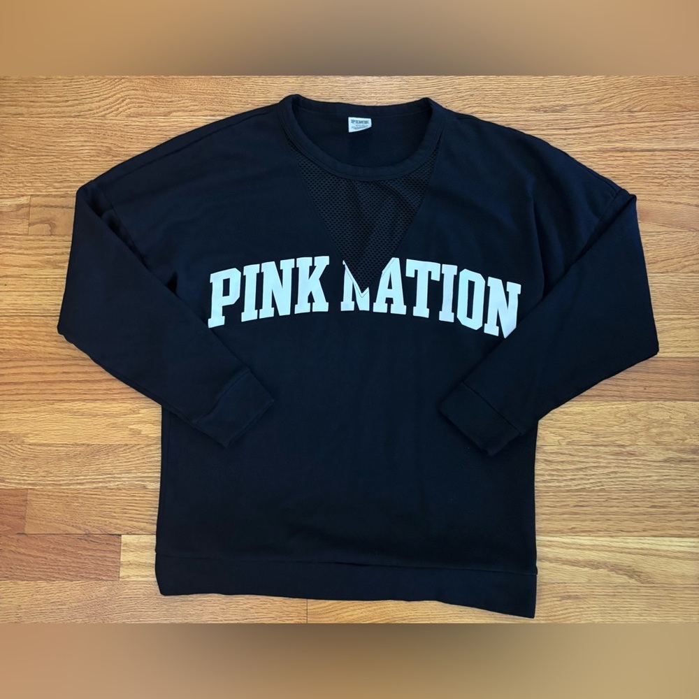 Victoria’s Secret PINK Sweatshirt Women’s Medium Black/White Logo Pink Nation